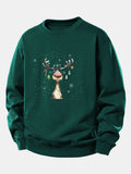 Christmas Light Reindeer Print Relax Fit Sweatshirt