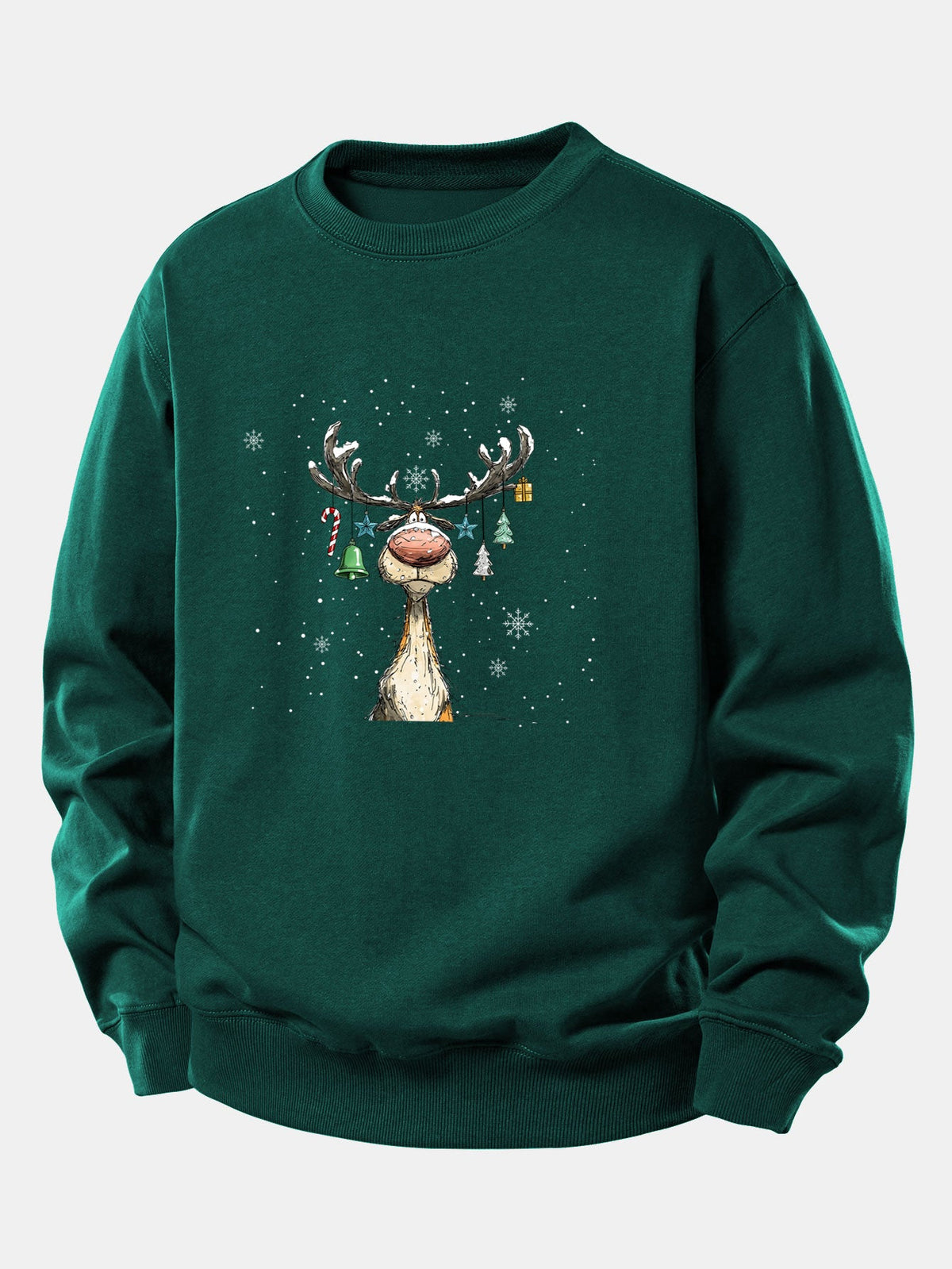 Christmas Light Reindeer Print Relax Fit Sweatshirt