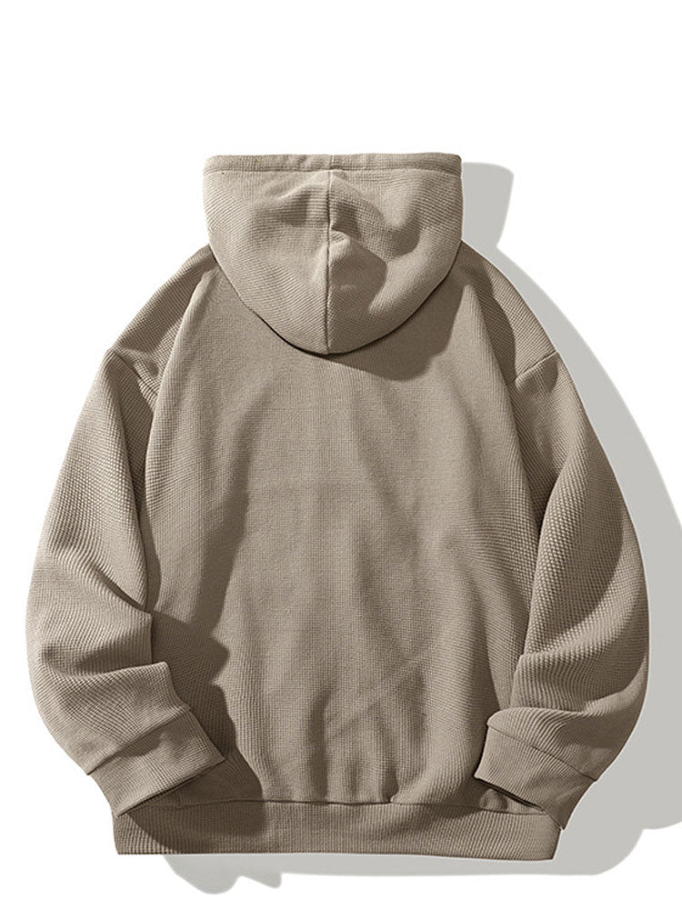 Relaxed Waffle Zip Hoodie