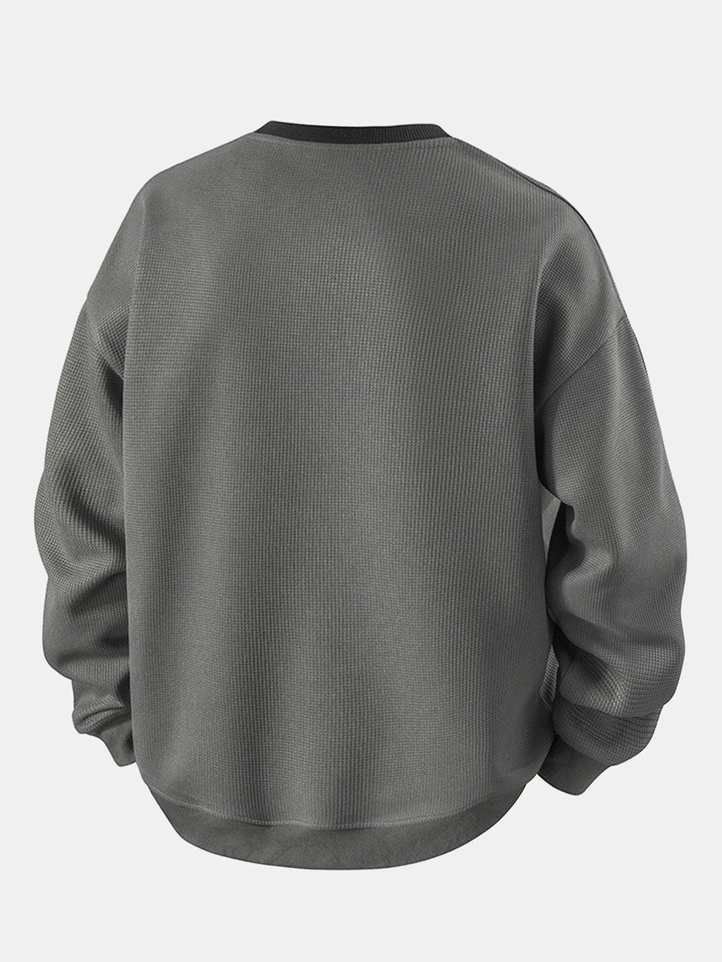 Relax Fit Stripe Waffle Crew Neck Sweatshirt