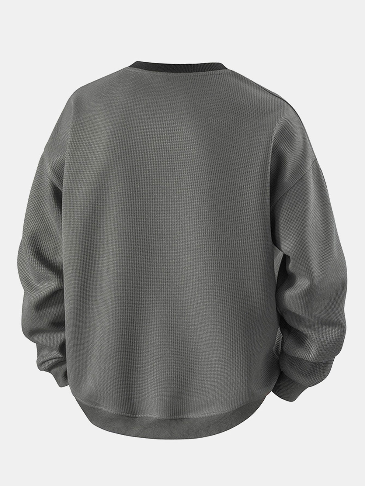 Relax Fit Stripe Waffle Crew Neck Sweatshirt