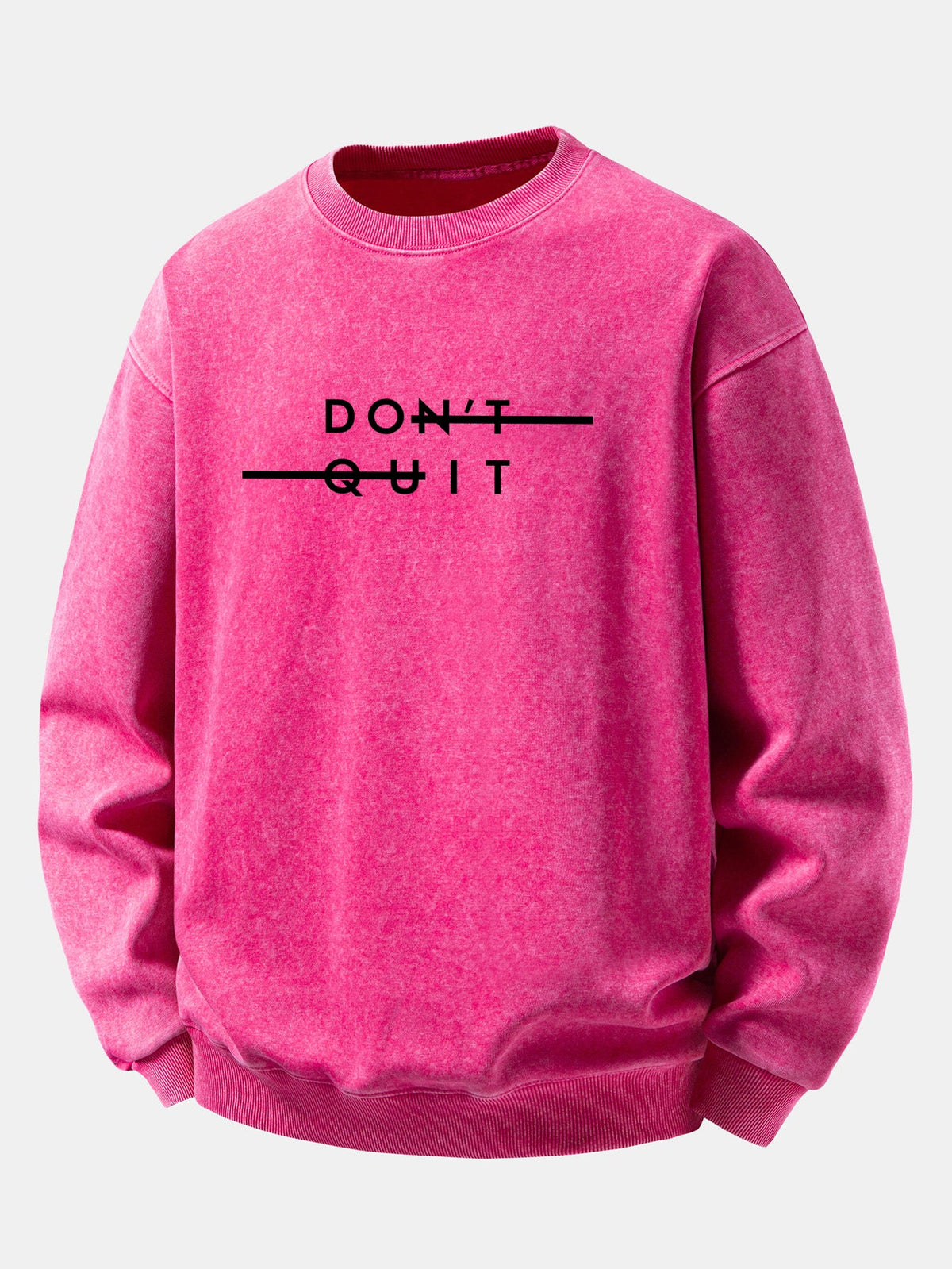 Relaxed Fit Don't Quit Print Washed Distressed Sweatshirt