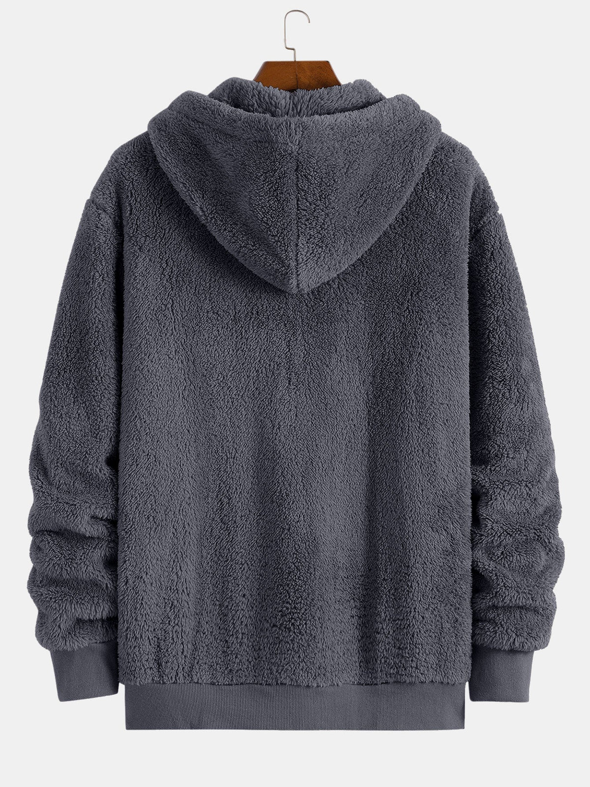 Black Cat Embroidered Teddy Zip Up Hoodie