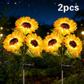 Solar Garden Lights 2-Pack Sunflower Stakes with 6 LED Blooms, IP65 and 75cm Height for Path Decor
