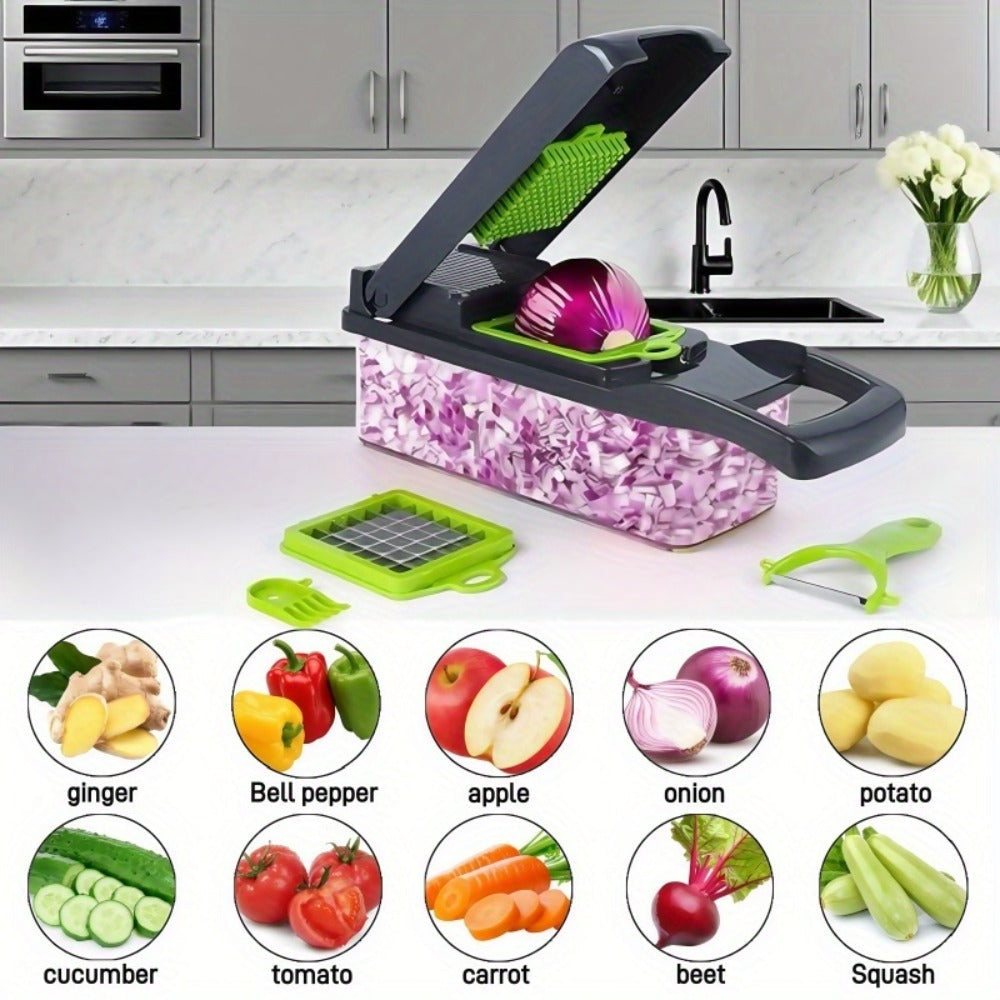 Vegetable Chopper 18-in-1 Upgraded Mandoline Slicer - Professional Onion Chopper Food Dicer Cutter with Container