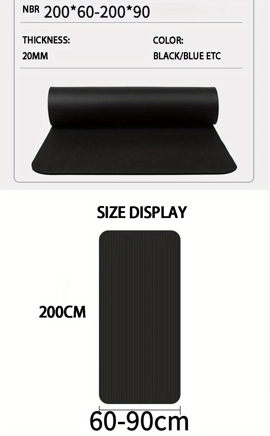 20mm Thick Yoga Mat, Extra Long 79 x 35-Inch Non-Slip Exercise Mat for Pilates, Stretching and Home Fitness