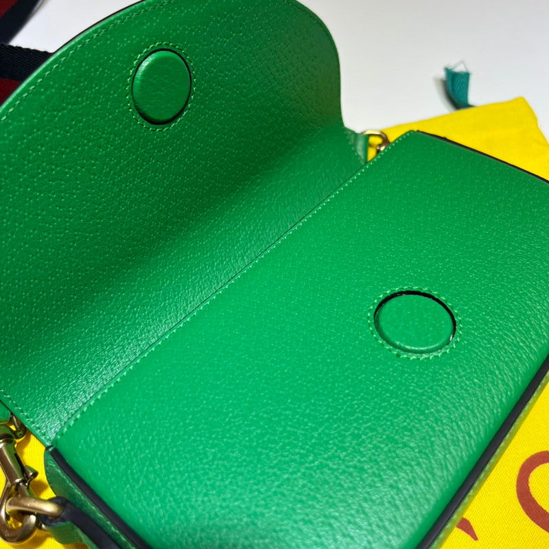 Gucci x Adidas Small Shoulder Bag – Green Leather Trefoil GUCCI Web Strap
