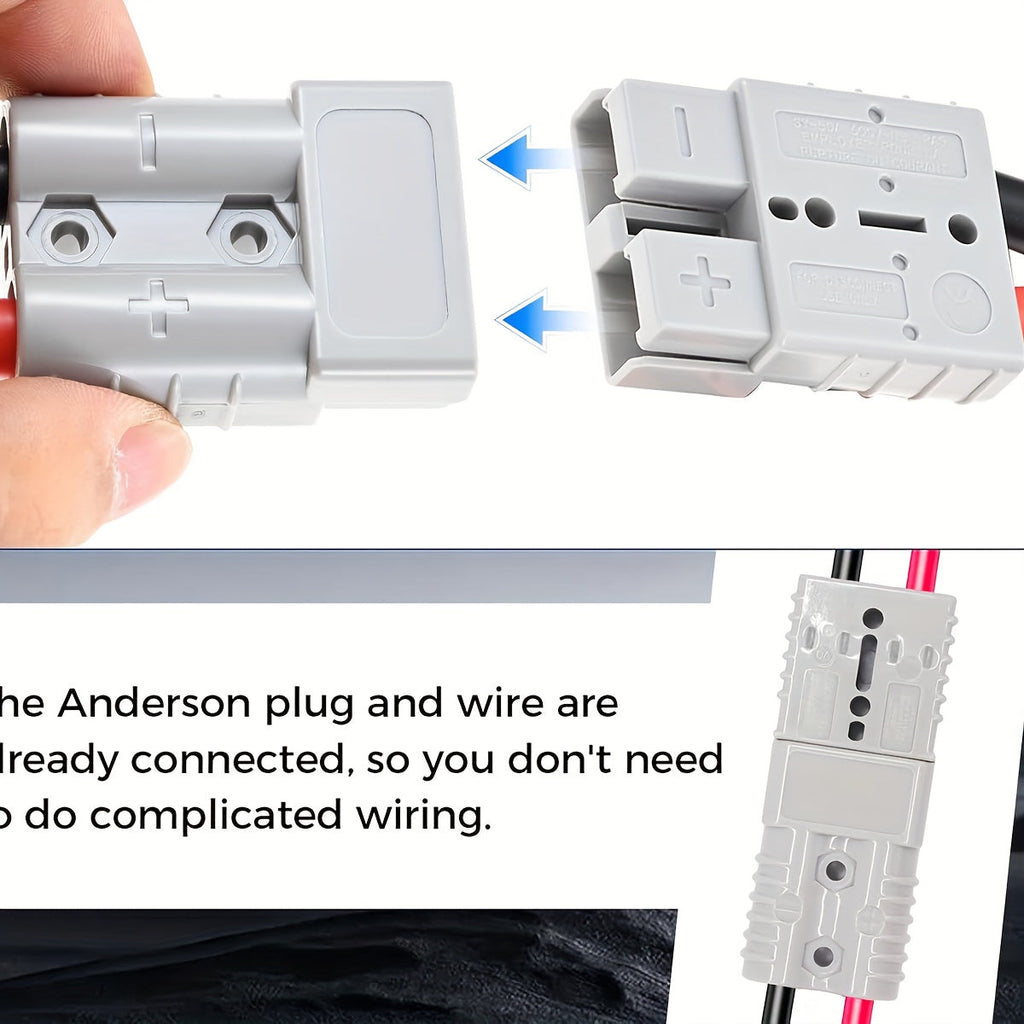 SB50 Anderson Connector Plug with 10FT Wire - Double SB50 Battery Harness Cable for RV, Winch, Trailer, Golf Cart & Electric Vehicle Quick Connect