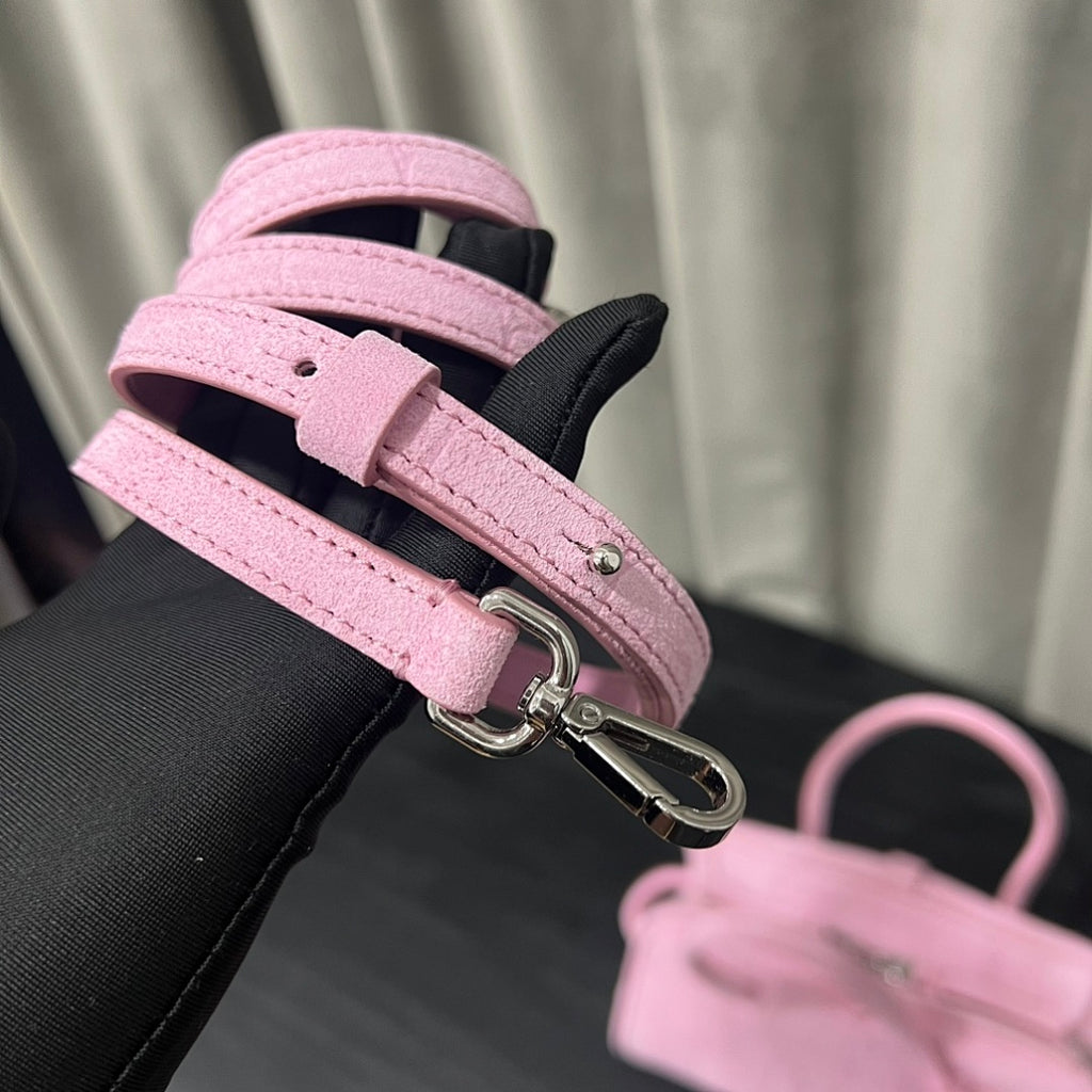 Jacquemus Croc-Embossed Suede Mini Handbag – Blush Pink