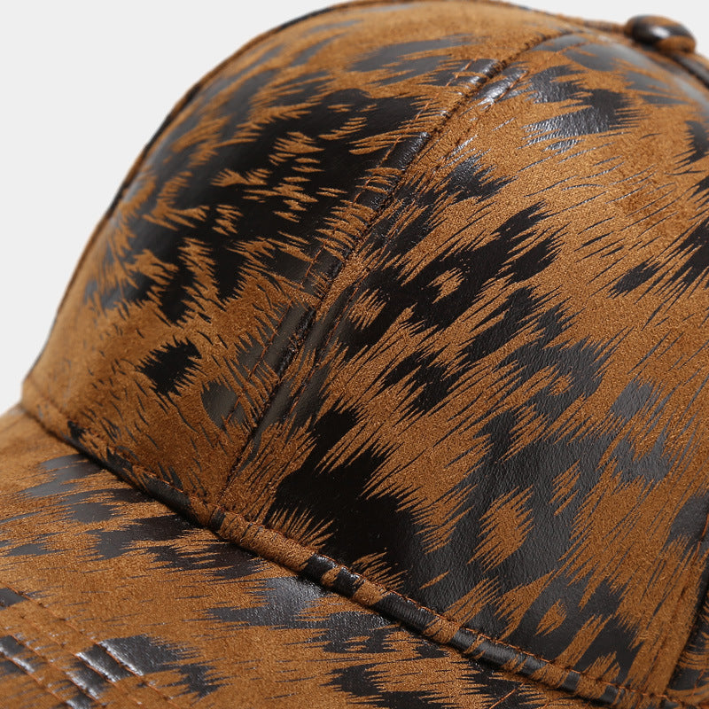 Mayweather Faux Leather Animal Print Baseball Cap