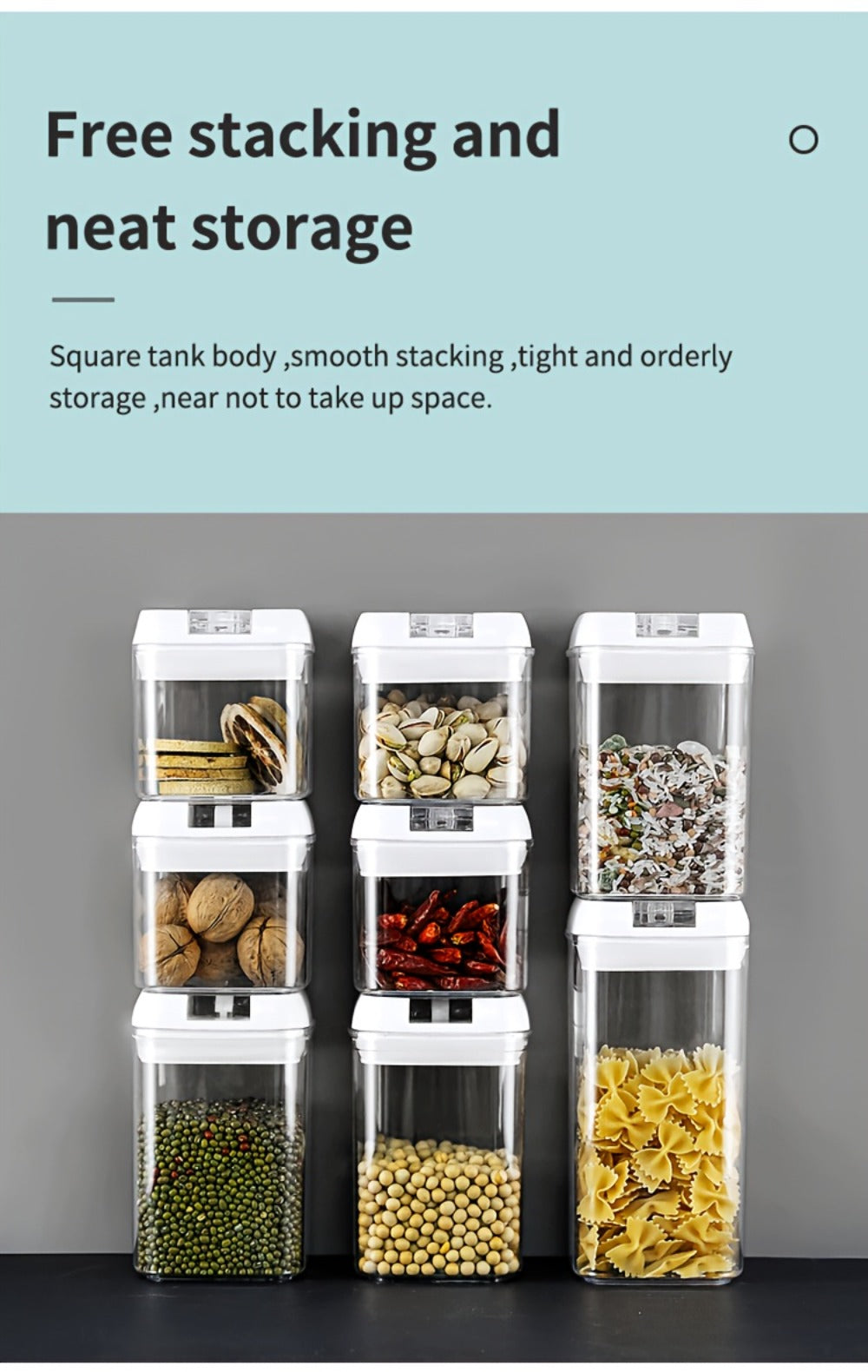 Food Storage Containers, Airtight Plastic Kitchen Organizer Set with Leak-Proof Lids for Meals and Leftovers