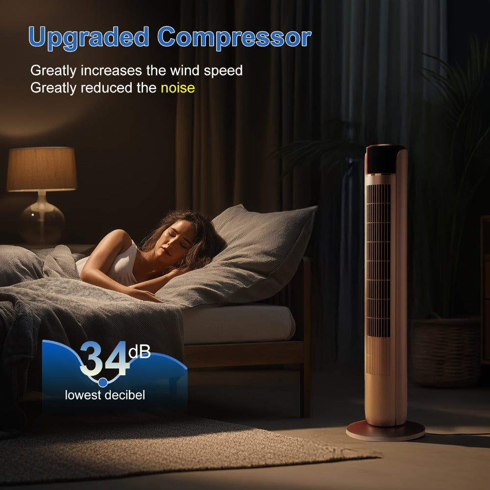 Bladeless Tower Fan with Remote Control and 12-Hour Timer for Home