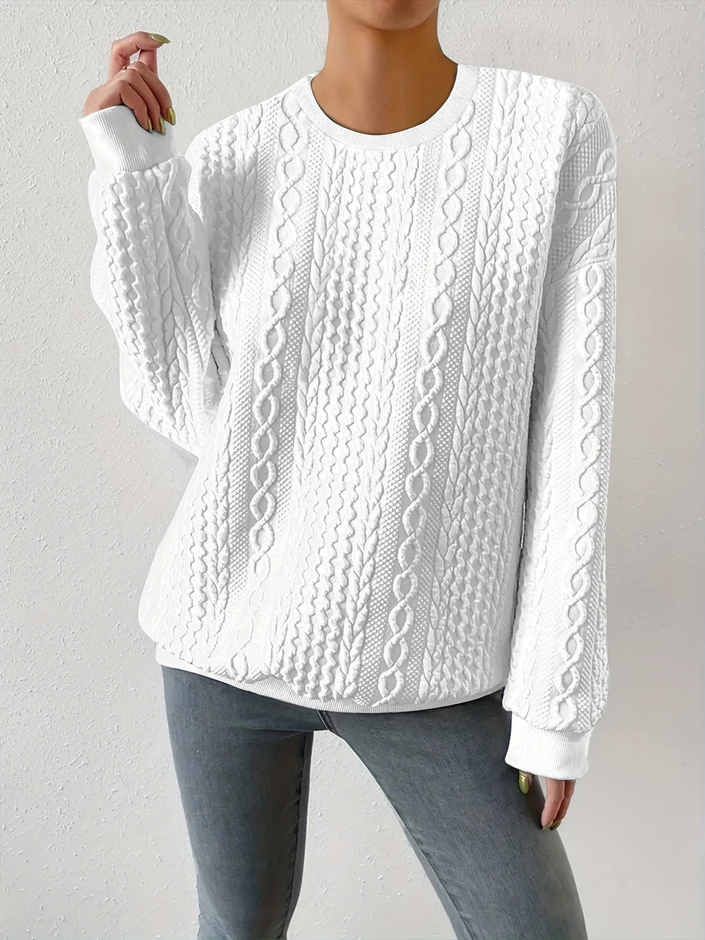 Maisie | Rundhals-Sweatshirt mit Zopfmuster
