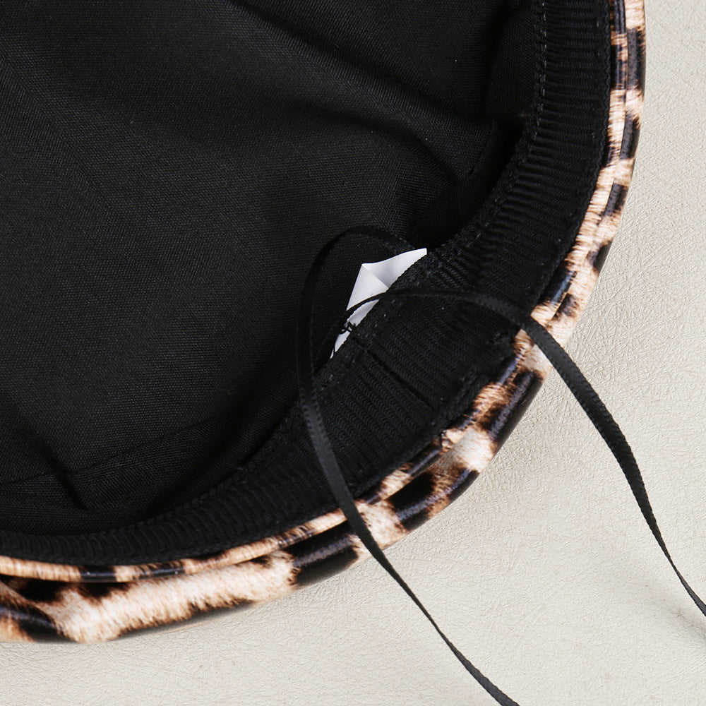 Finn Leopard Print Faux Leather Beret Hat