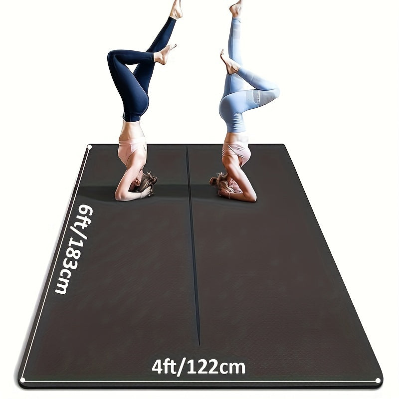Yoga Mat for Pilates and Home Workouts, Double-Sided Non-Slip TPE Surface with Alignment Lines, 6 x 4 Feet