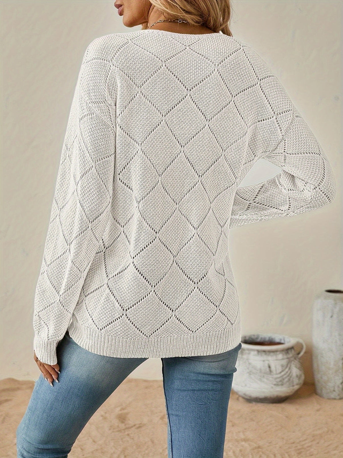 Bernice | Durchbrochener V-Ausschnitt-Pullover