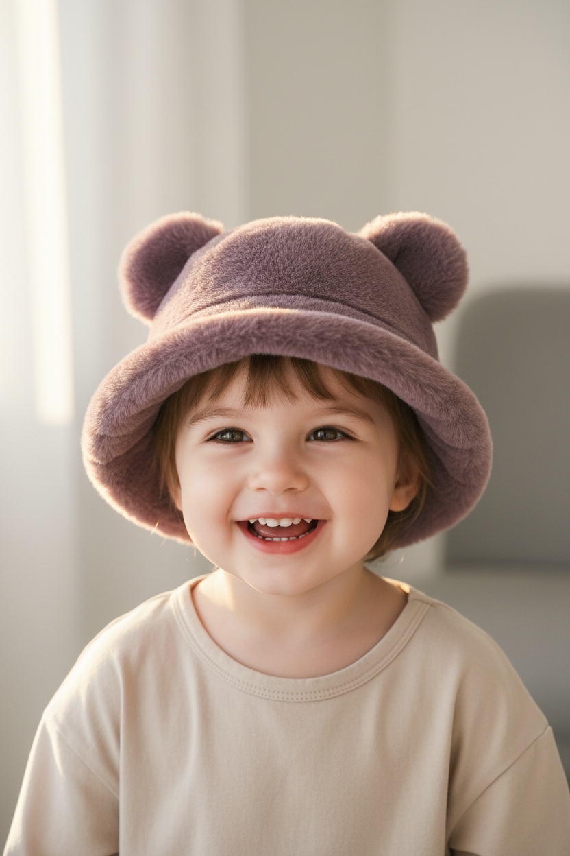 Brooks Kinder-Beanie mit Leopardenmuster und Kunstfell-Ohren – Wintermütze für Kleinkinder