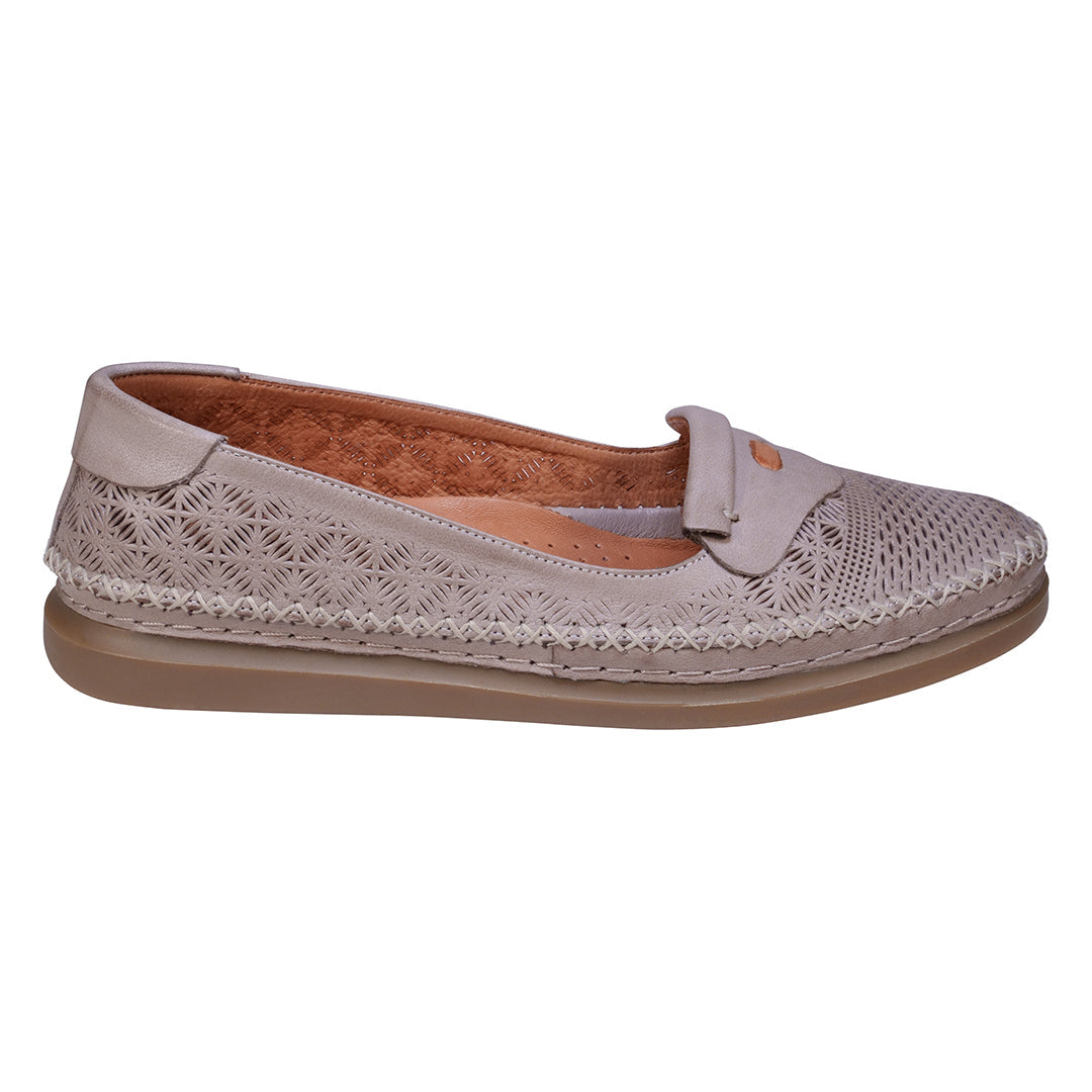 Ginger Grey Perforated Leather Flats