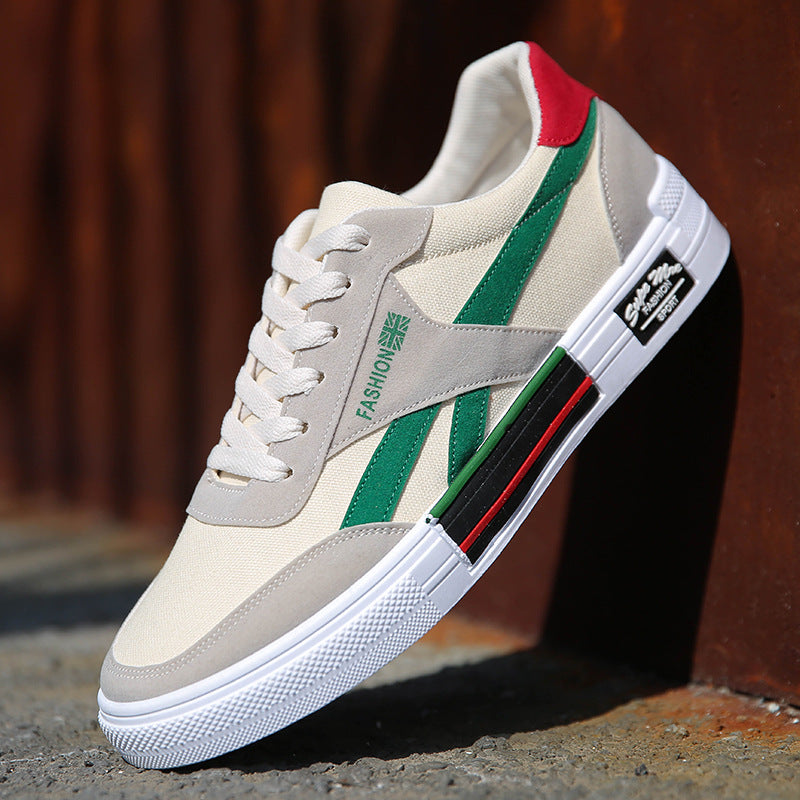 Men’s Casual Breathable Canvas Sneakers with Lace-Up Design and Comfortable Board Shoe Style