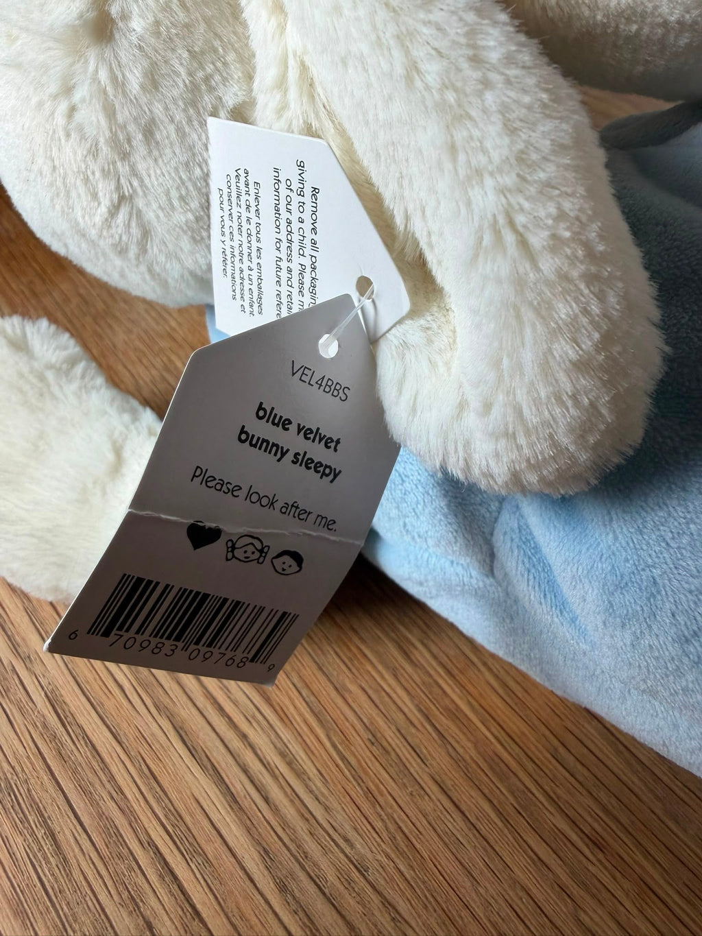 Jellycat Blue Velvet Bunny Sleeping | RARE Vintage