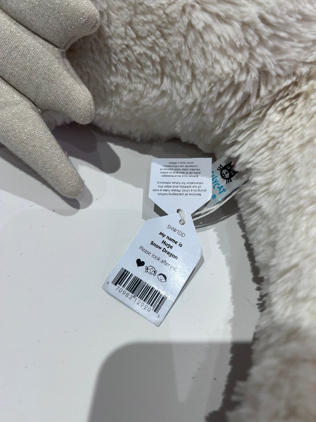 Jellycat Huge Snow Dragon - Tagged