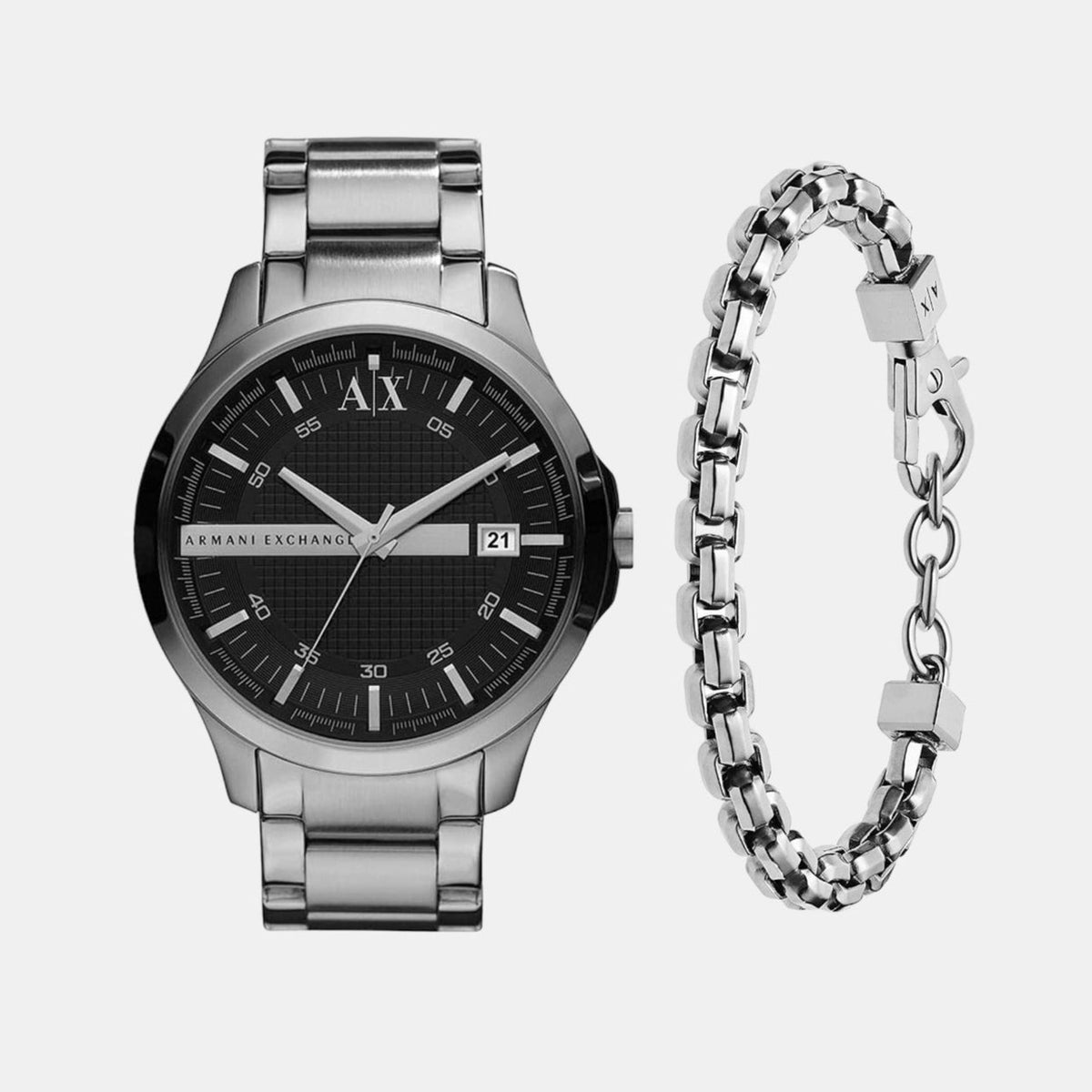 Armani Exchange Hampton AX2103 Herren-Chronograph – Schwarzes Zifferblatt mit silberfarbenem Edelstahlarmband