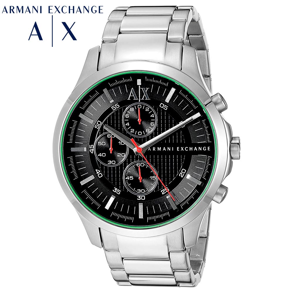 Armani Exchange Hampton AX2163 Herren-Chronograph – Schwarzes Zifferblatt mit silbernem Edelstahlarmband