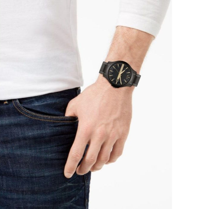 Armani Exchange Hampton AX2413 Herren-Chronograph – Schwarzes Zifferblatt mit schwarzem Edelstahlarmband