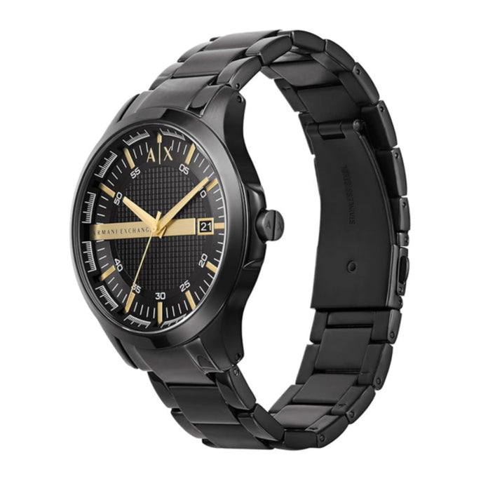 Armani Exchange Hampton AX2413 Herren-Chronograph – Schwarzes Zifferblatt mit schwarzem Edelstahlarmband