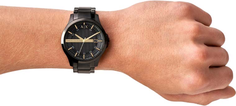 Armani Exchange Hampton AX2413 Herren-Chronograph – Schwarzes Zifferblatt mit schwarzem Edelstahlarmband