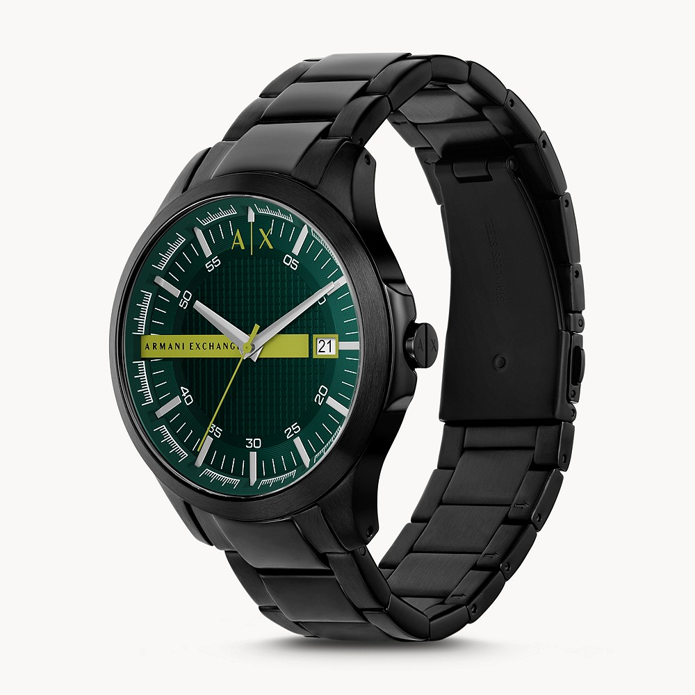 Armani Exchange Hampton AX2407 Herrenuhr – Elegantes schwarzes Zifferblatt mit schwarzem Edelstahlarmband