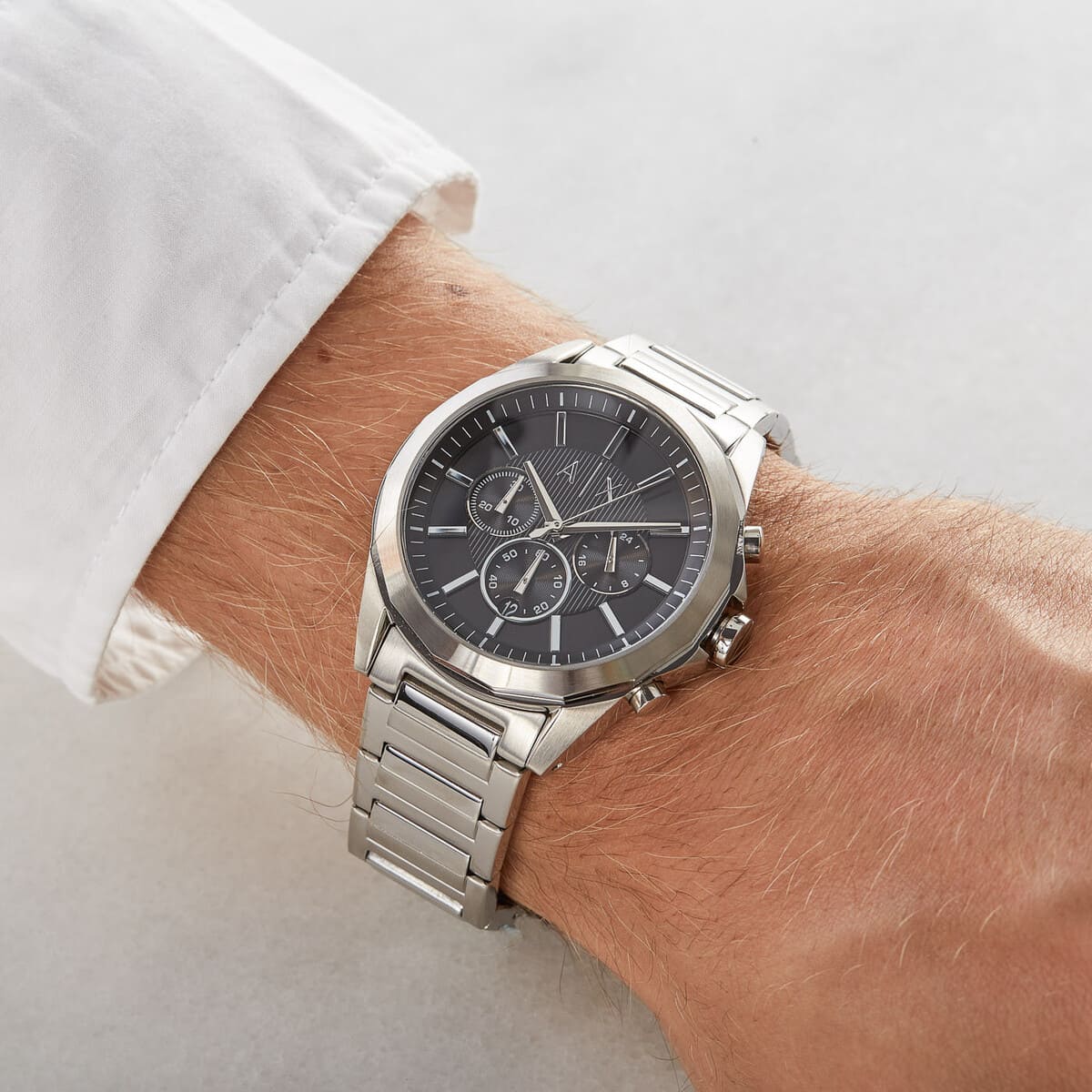 Armani Exchange Drexler AX2603 Herren-Chronograph – Graues Zifferblatt mit Edelstahlarmband