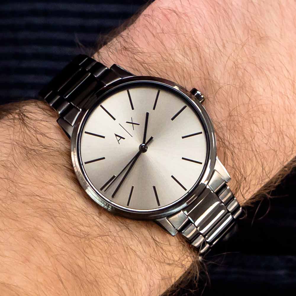 Armani Exchange Cayde AX2722 Herren-Analog-Uhr – Graues Zifferblatt mit passendem grauem Edelstahlarmband