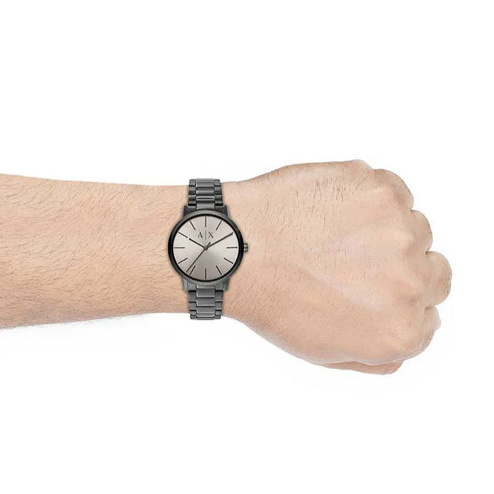 Armani Exchange Cayde AX2722 Herren-Analog-Uhr – Graues Zifferblatt mit passendem grauem Edelstahlarmband