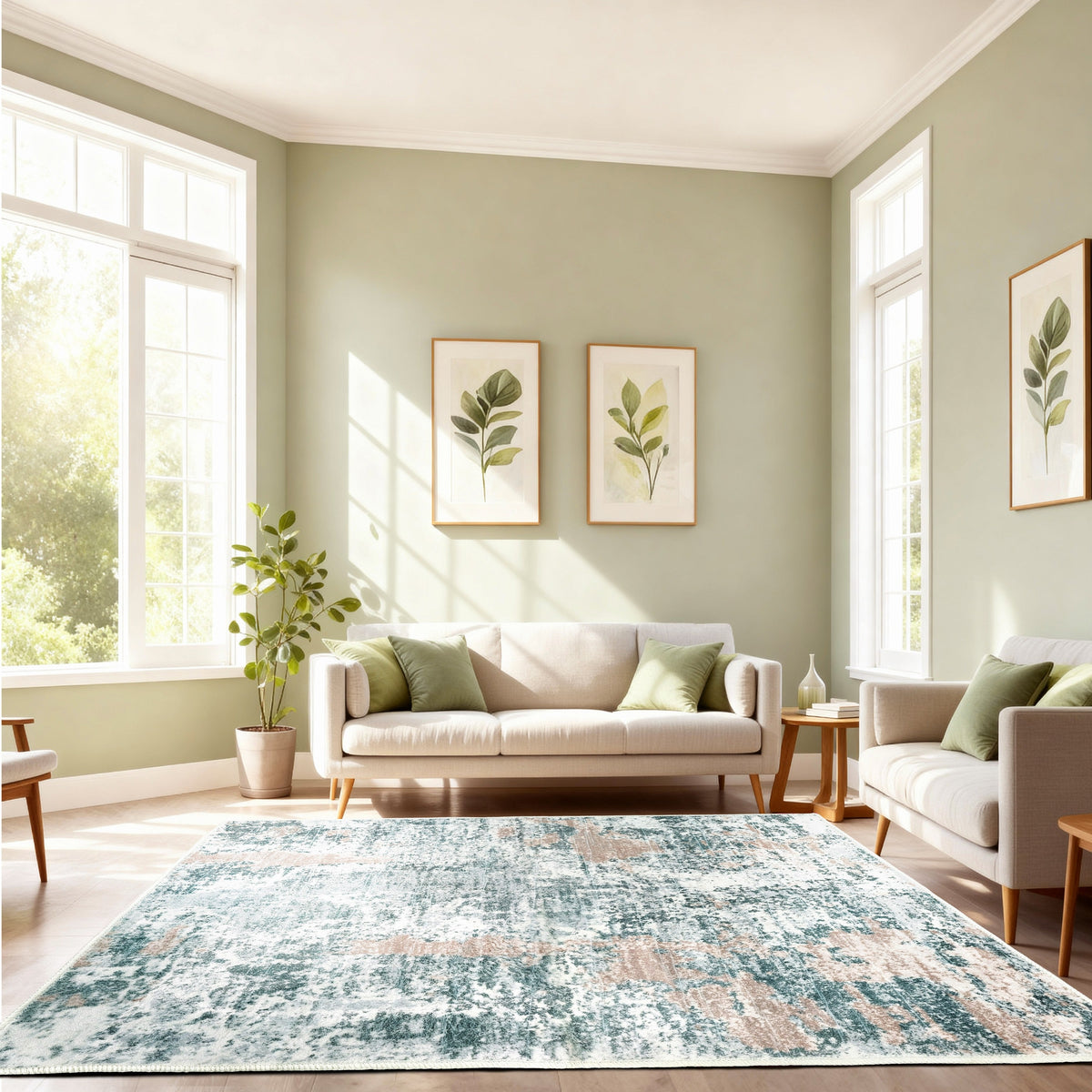 Kathy Ireland Soft Brushed Flannel Washable Rug With Latex Back