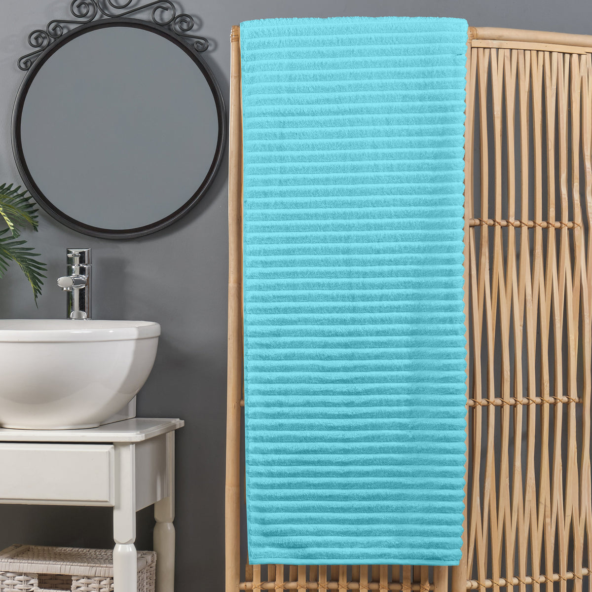 Elegant Comfort 1-Piece Premium Turkish Cotton Corduroy Stripe Oversized Bath Sheet Towel 40 x 80 Inch