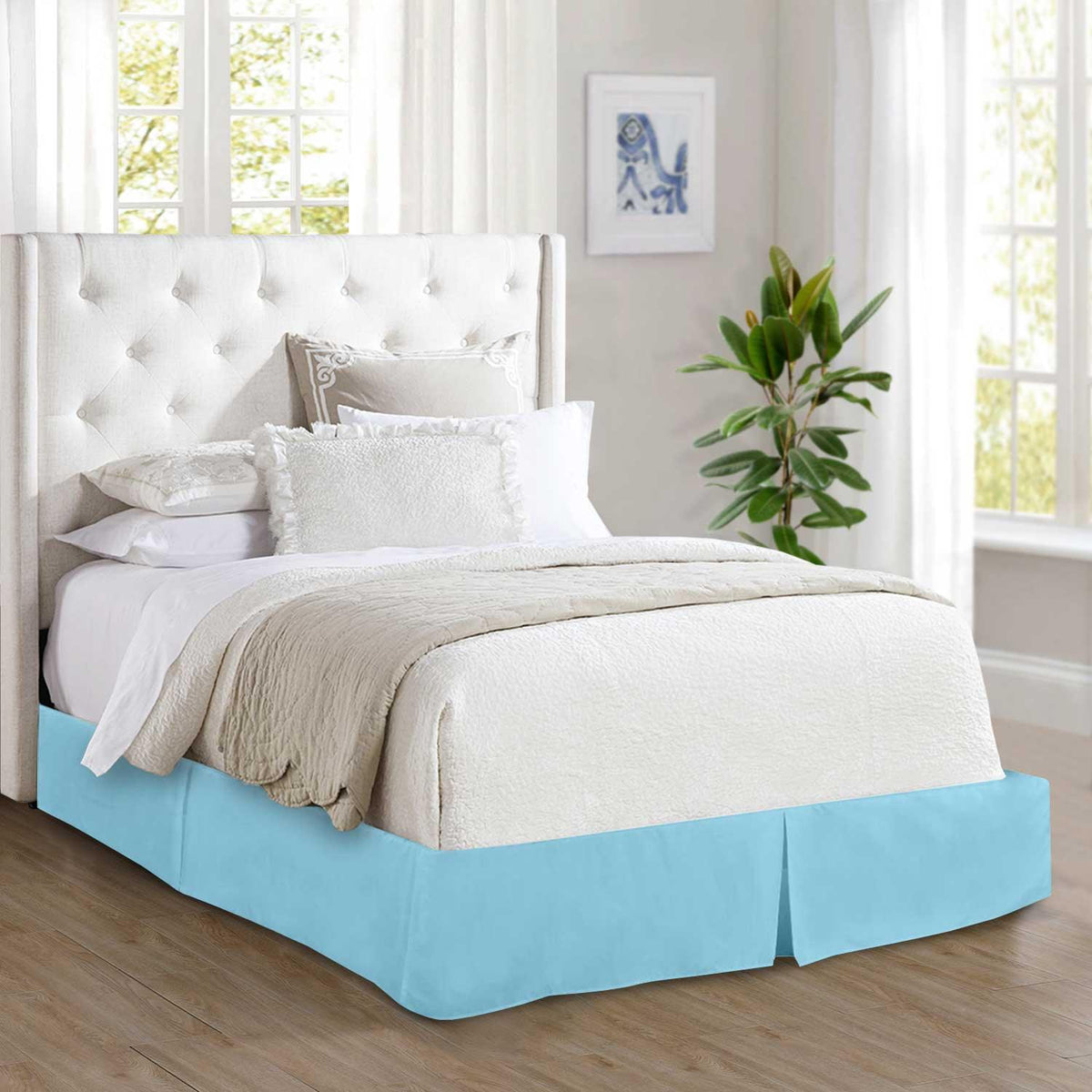 Elegant Comfort Solid Pleated Bed Skirt - 14 inch Drop