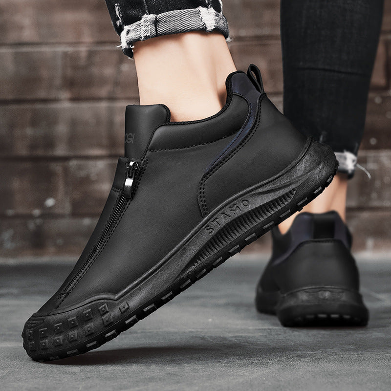Men’s Low-Top Zipper Slip-On Board Shoes – Sporty & Casual Everyday Wear
