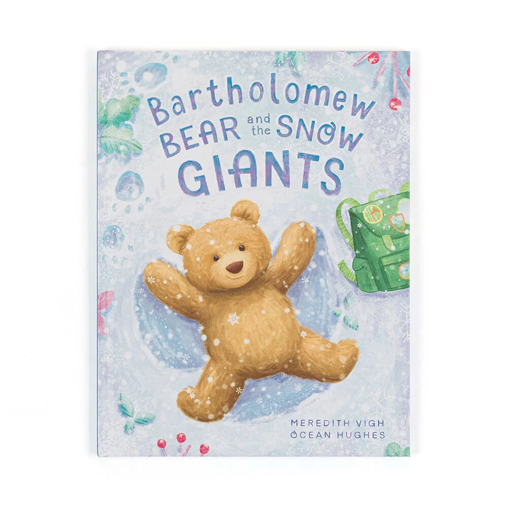 Jellycat Bartholomew Bear und das Buch „The Snow Giants“