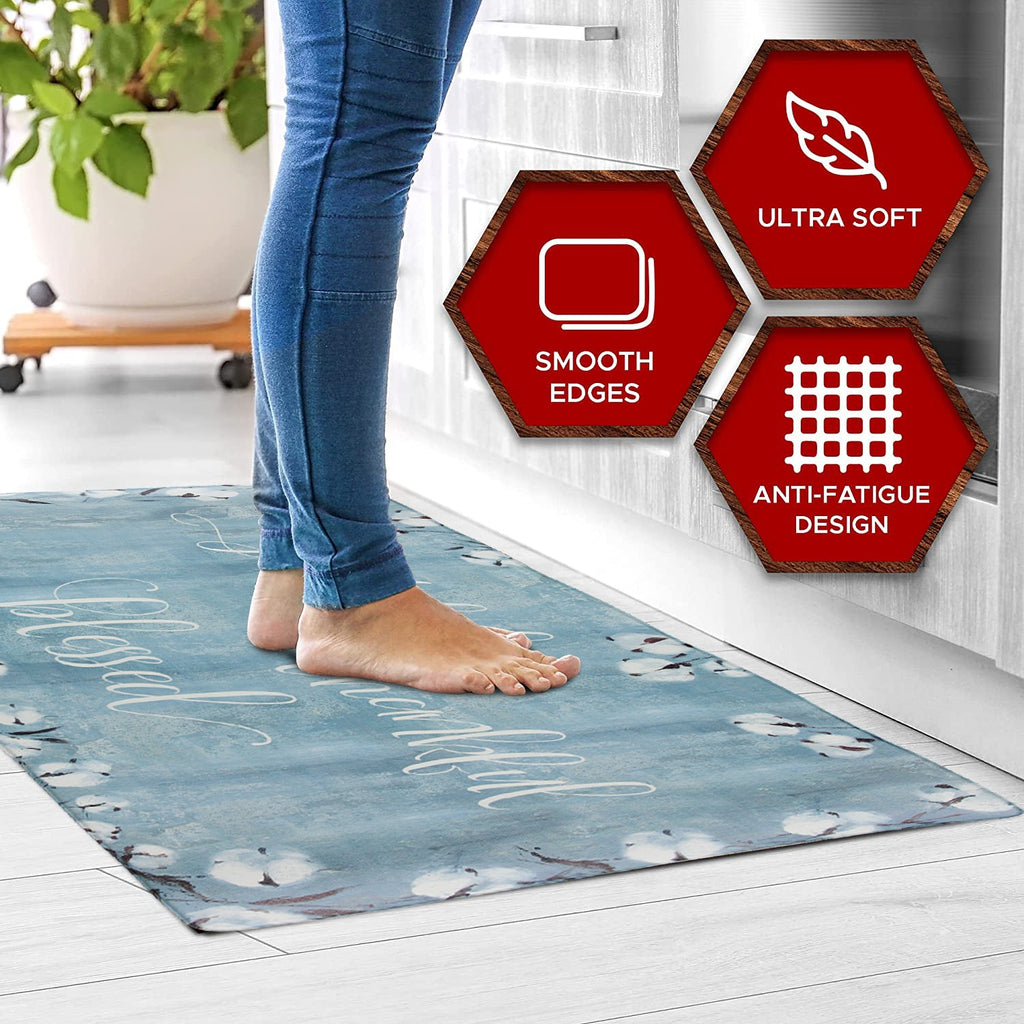 Grateful Thankful Bless Anti-Fatigue Memory Foam Kitchen Mat