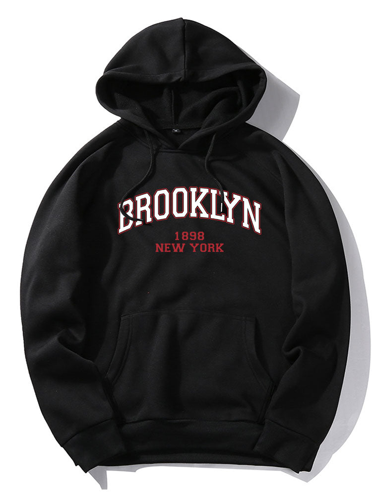Brooklyn Letter  Print Raglan Sleeve  Hoodie