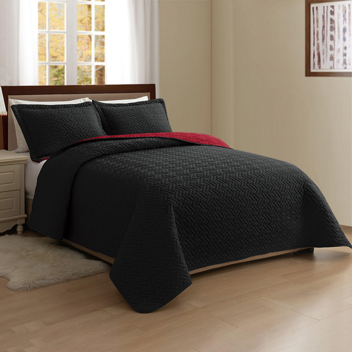Elegant Comfort 3-Piece Majestic Quilted Reversible Bedspread Coverlet Set