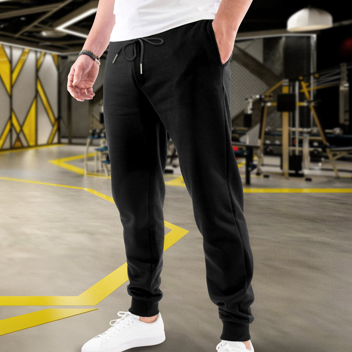 Elegant Comfort Casual Men Cotton Fleece Jogger with Pockets