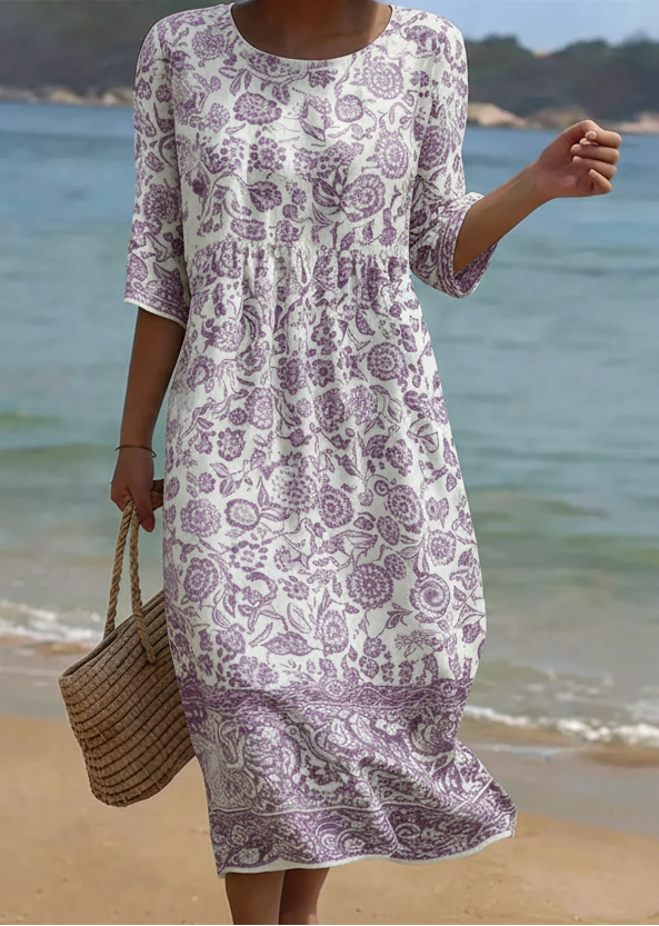 Lavendel | Lavendel-Midikleid mit Rüschen