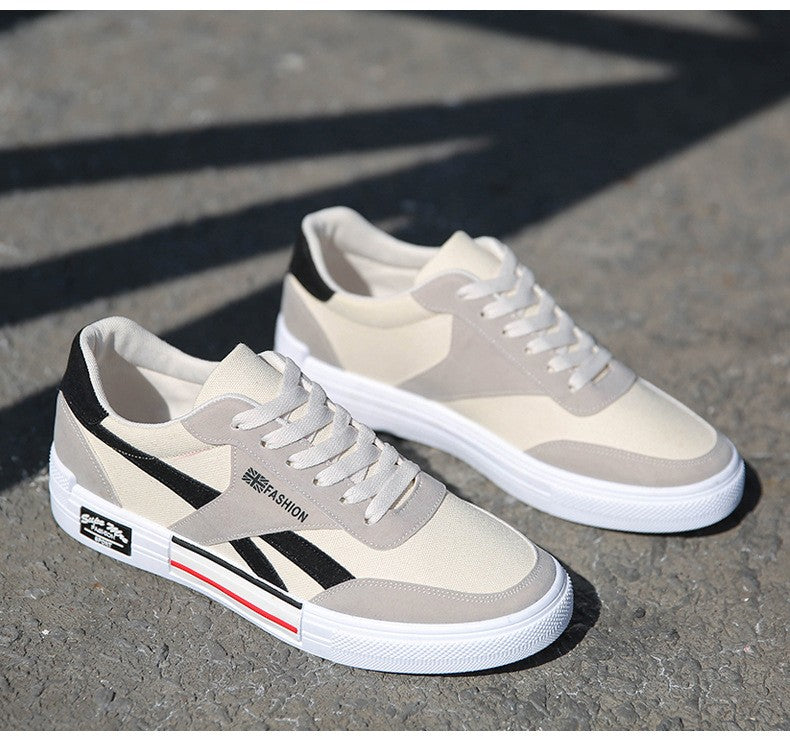 Men’s Casual Breathable Canvas Sneakers with Lace-Up Design and Comfortable Board Shoe Style
