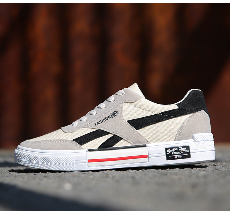 Men’s Casual Breathable Canvas Sneakers with Lace-Up Design and Comfortable Board Shoe Style