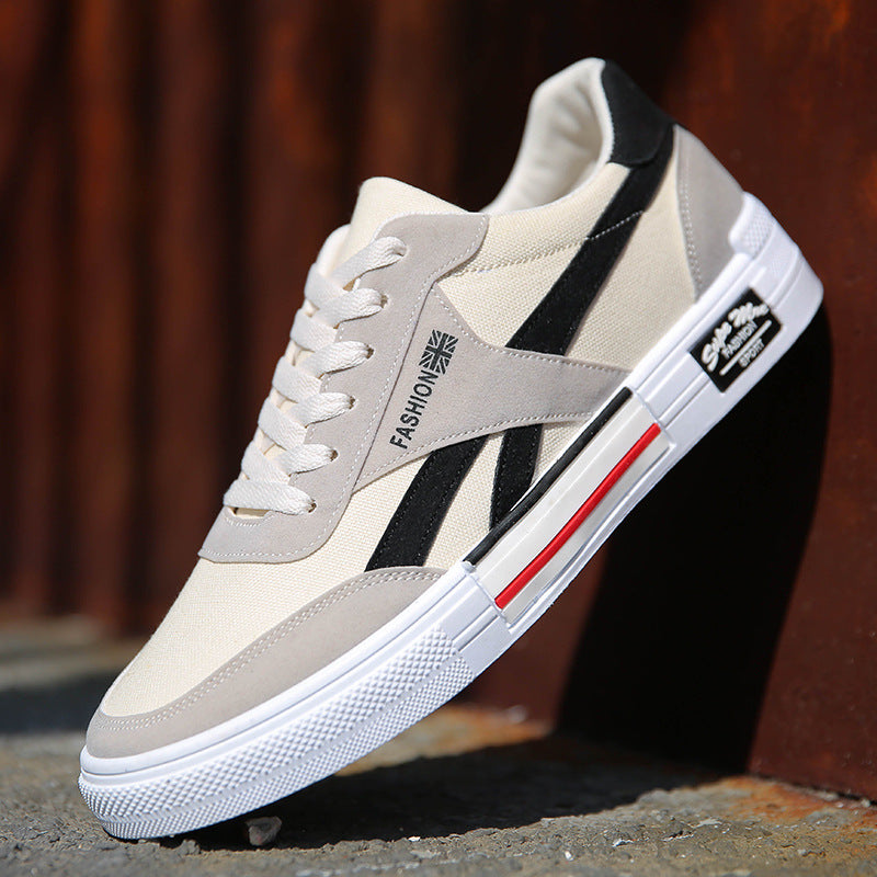 Men’s Casual Breathable Canvas Sneakers with Lace-Up Design and Comfortable Board Shoe Style