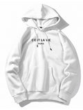 Letter Print Kangaroo Pocket Hoodie