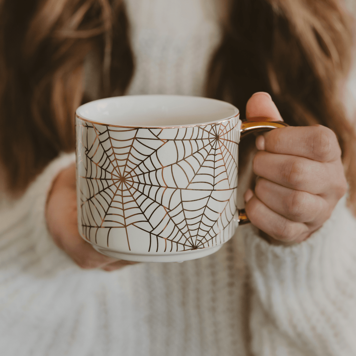 Spiderwebs 14 oz Gold Handle Coffee Mug