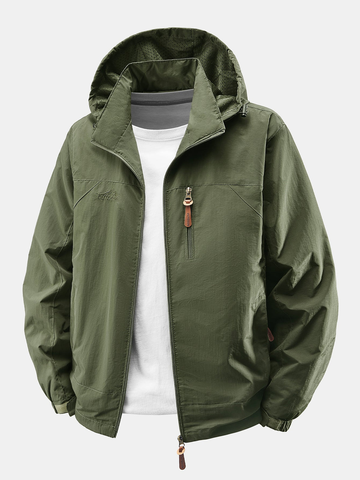 Zip-Up Detachable-Hood Windbreaker Jacket